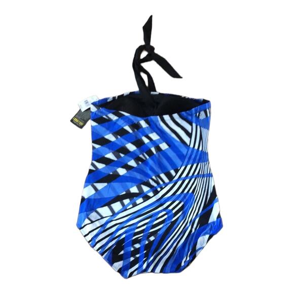 NWT Longitude Woman Halterneck swimsuit ib blue & white size 20 W - Picture 4 of 11